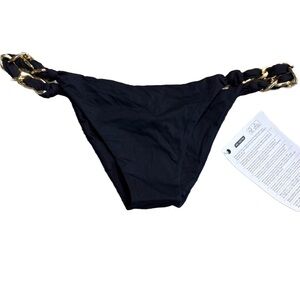 NADIA GUIDI NWT cheeky chain bikini bottom -black/gold -large